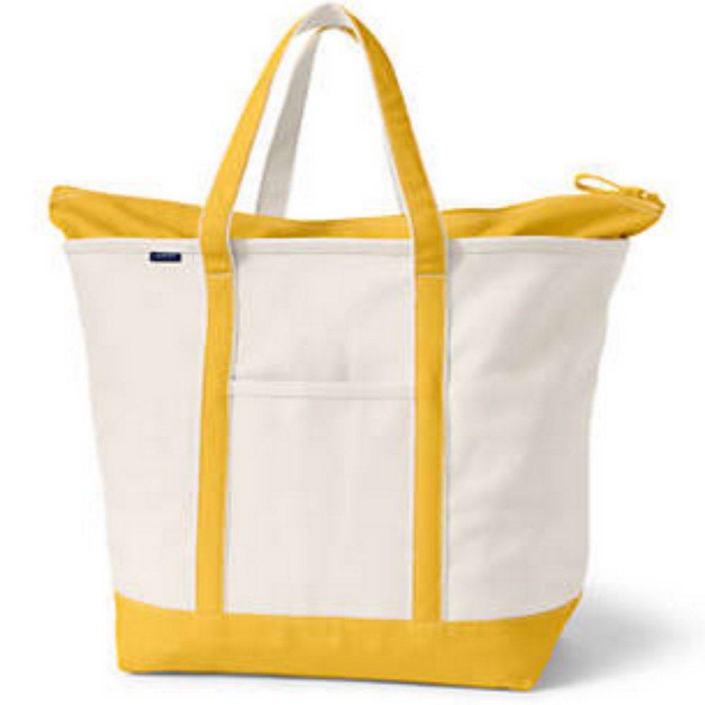 Extra Large Natural Zip Top Canvas Tote Bag, NWT!